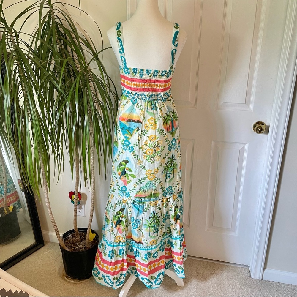 Farm Rio x Anthropologie Printed Maxi Dress XS NWT Blue Motif - Picture 14 of 16